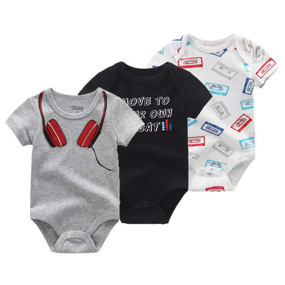 3 Pcs Newborn Cartoon Short Sleeve Baby Boy Girl Bodysuits Soft 100%Cotton Baby Onesies Unisex Baby Clothes