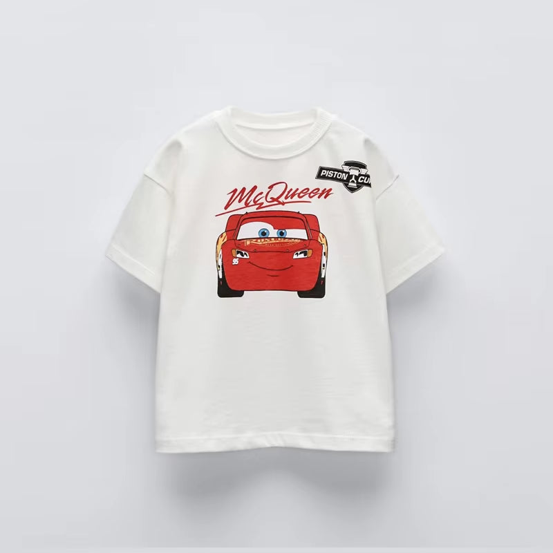 Car Cartoon Tees Tops for Boy Clothing Summer Fashion Children Short Sleeve Clothes Printed Pattern T-Shirts Loose Casual Tshirt