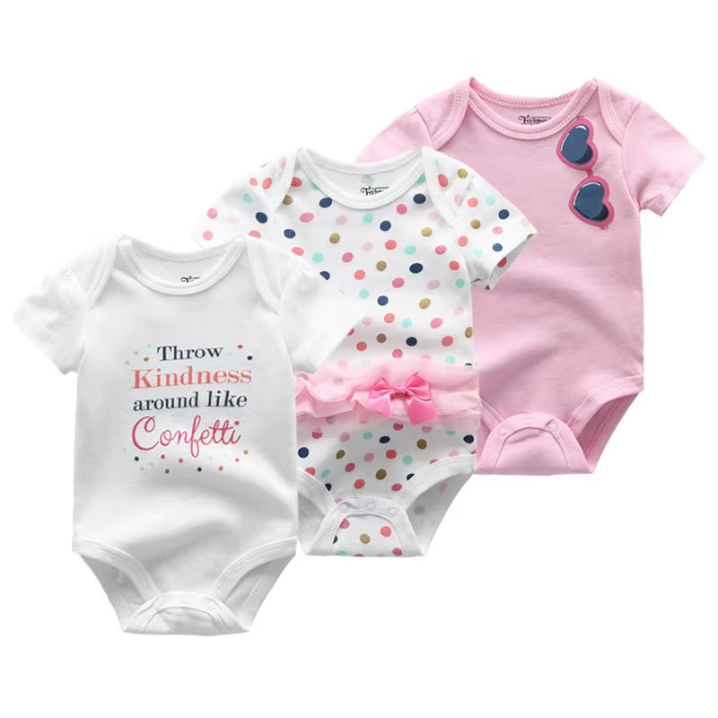 3 Pcs Newborn Cartoon Short Sleeve Baby Boy Girl Bodysuits Soft 100%Cotton Baby Onesies Unisex Baby Clothes