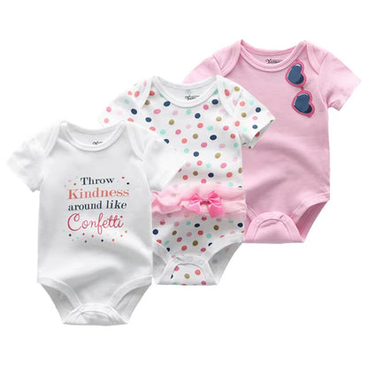 3 Pcs Newborn Cartoon Short Sleeve Baby Boy Girl Bodysuits Soft 100%Cotton Baby Onesies Unisex Baby Clothes