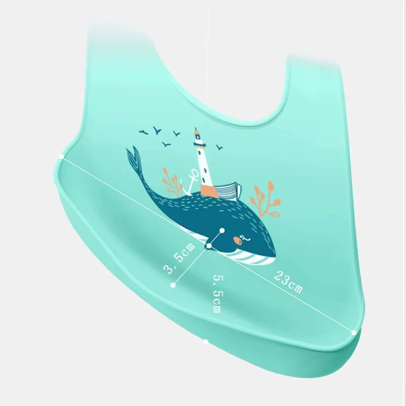 Waterproof Baby Bibs Baby Stuff Cute Solid Printed Kids Bib Girl Boy Adjustable Soft Silicone Bib Baby Feeding Stuff