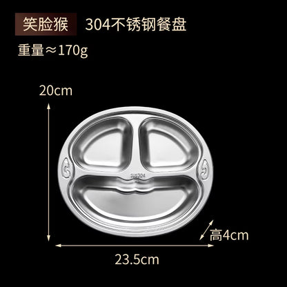 Stainless Steel Children'S Dinner Plate Cartoon Lunch Box Baby Creative Fast Food Plate Kindergarten Split Rice Plate Lunch Box