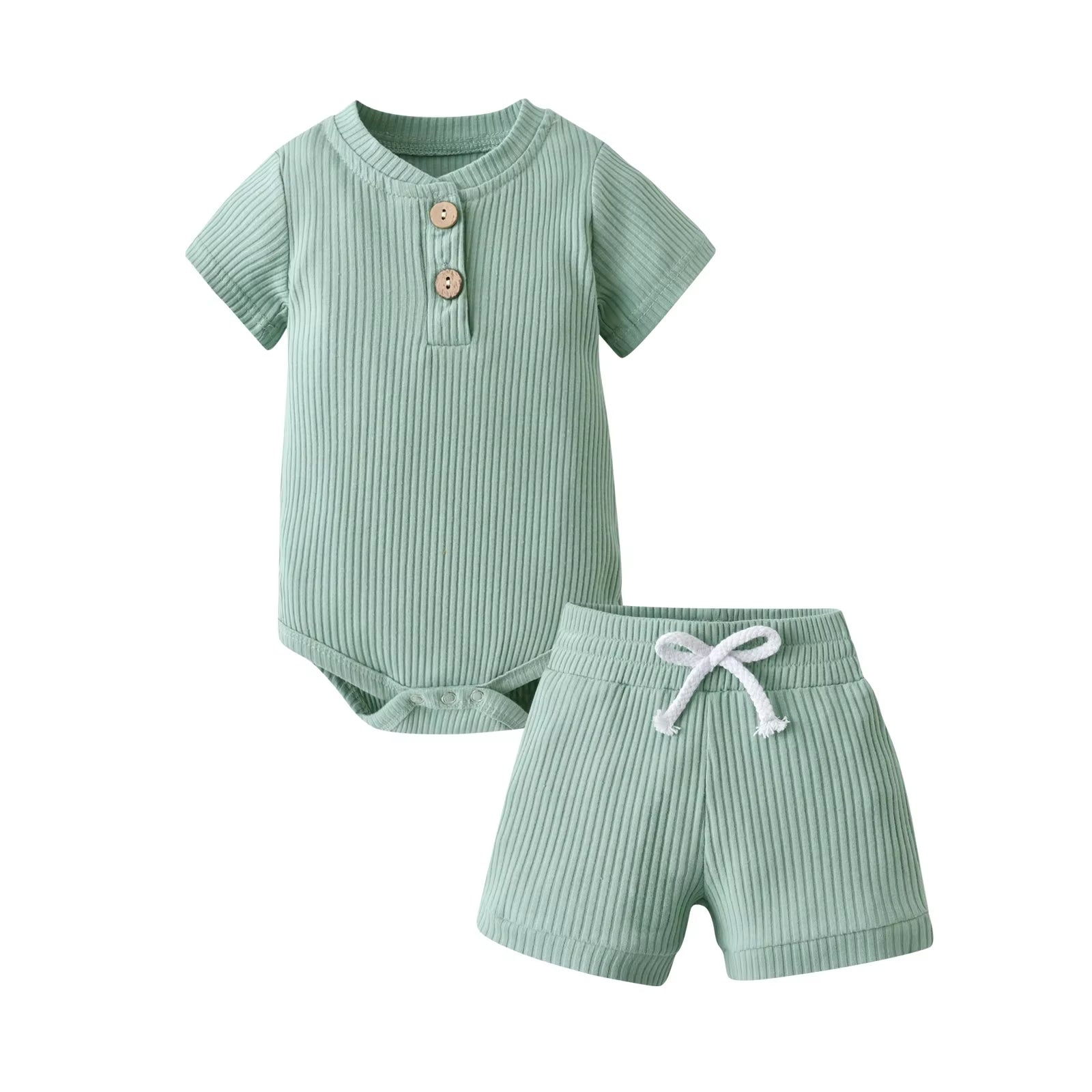 New Summer Newborn Infant Baby Boy Knitted Clothes Set Short Sleeve Romper Bodysuit Top and Shorts Casual Outfit for Boys