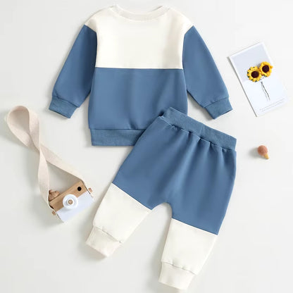 Baby Boy Contrast Color Pant Sets Spring Autumn Clothes Long Sleeve Sweatshirt Tops and Bottom Sets Baby Items Clothing