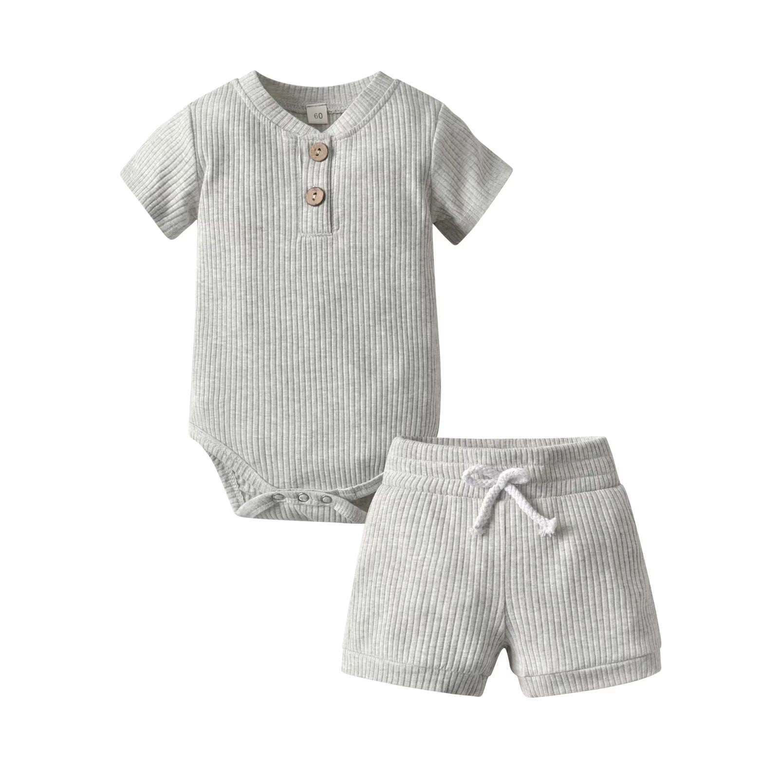 New Summer Newborn Infant Baby Boy Knitted Clothes Set Short Sleeve Romper Bodysuit Top and Shorts Casual Outfit for Boys