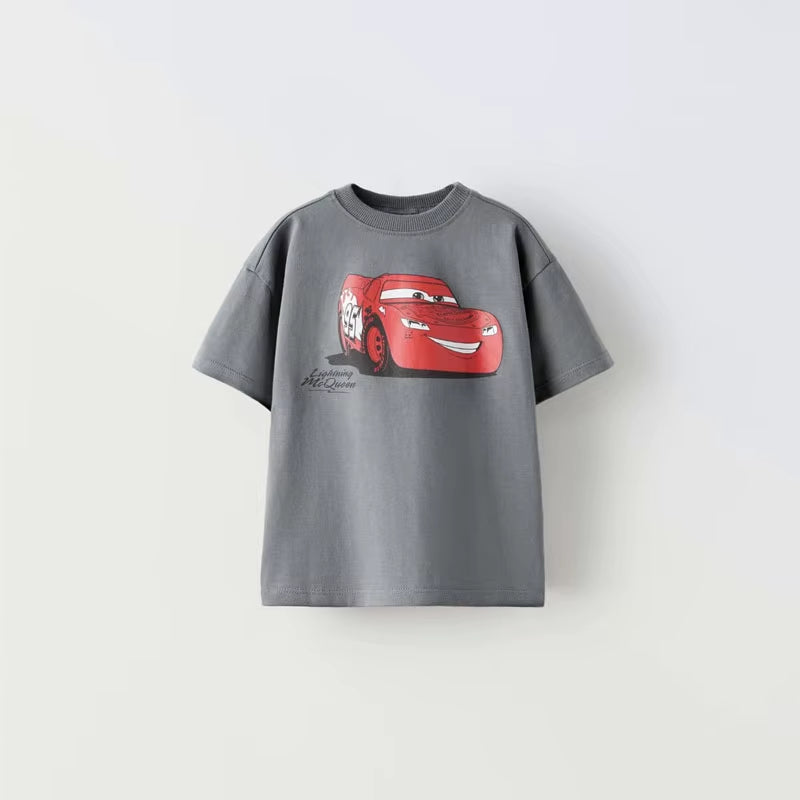 Car Cartoon Tees Tops for Boy Clothing Summer Fashion Children Short Sleeve Clothes Printed Pattern T-Shirts Loose Casual Tshirt