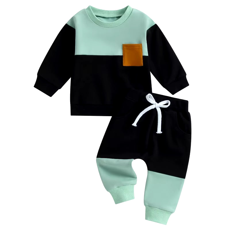 Baby Boy Contrast Color Pant Sets Spring Autumn Clothes Long Sleeve Sweatshirt Tops and Bottom Sets Baby Items Clothing