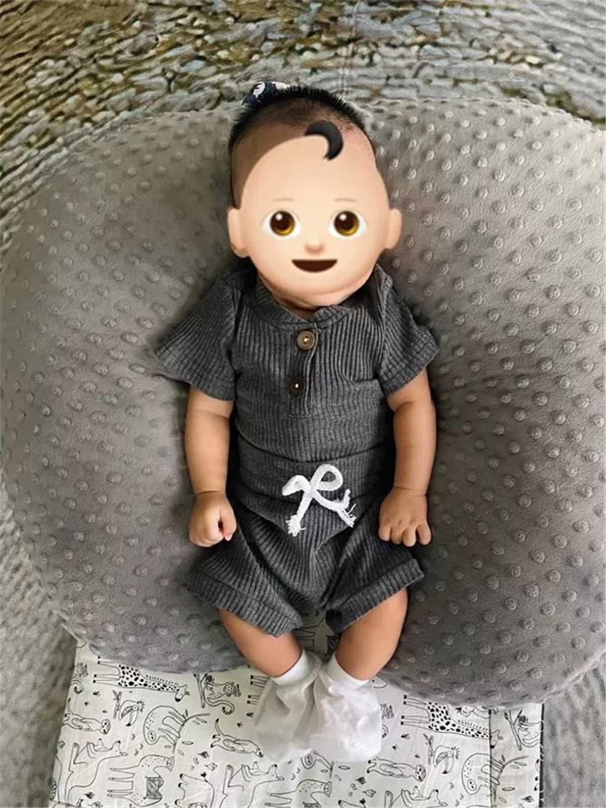 New Summer Newborn Infant Baby Boy Knitted Clothes Set Short Sleeve Romper Bodysuit Top and Shorts Casual Outfit for Boys