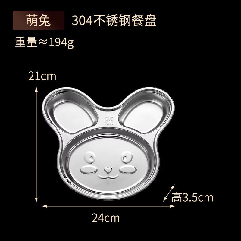 Stainless Steel Children'S Dinner Plate Cartoon Lunch Box Baby Creative Fast Food Plate Kindergarten Split Rice Plate Lunch Box