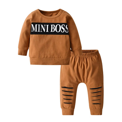 Infant Baby Boys Girls Clothes Newborn Autumn Long Sleeve Letter Cotton Tops Casual Pants Toddler Clothing Outfit Set Fall 0-24M