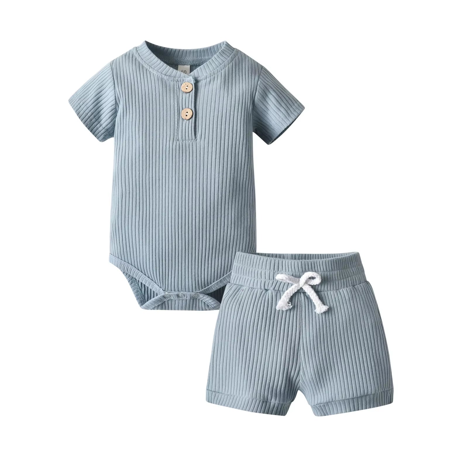 New Summer Newborn Infant Baby Boy Knitted Clothes Set Short Sleeve Romper Bodysuit Top and Shorts Casual Outfit for Boys