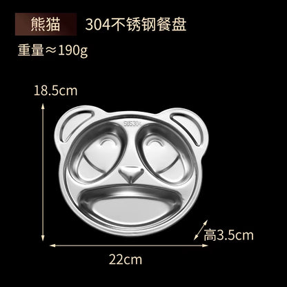 Stainless Steel Children'S Dinner Plate Cartoon Lunch Box Baby Creative Fast Food Plate Kindergarten Split Rice Plate Lunch Box