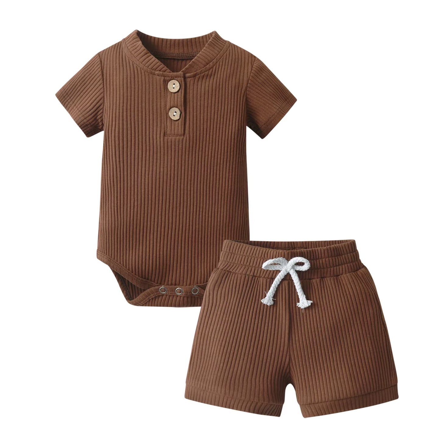 New Summer Newborn Infant Baby Boy Knitted Clothes Set Short Sleeve Romper Bodysuit Top and Shorts Casual Outfit for Boys